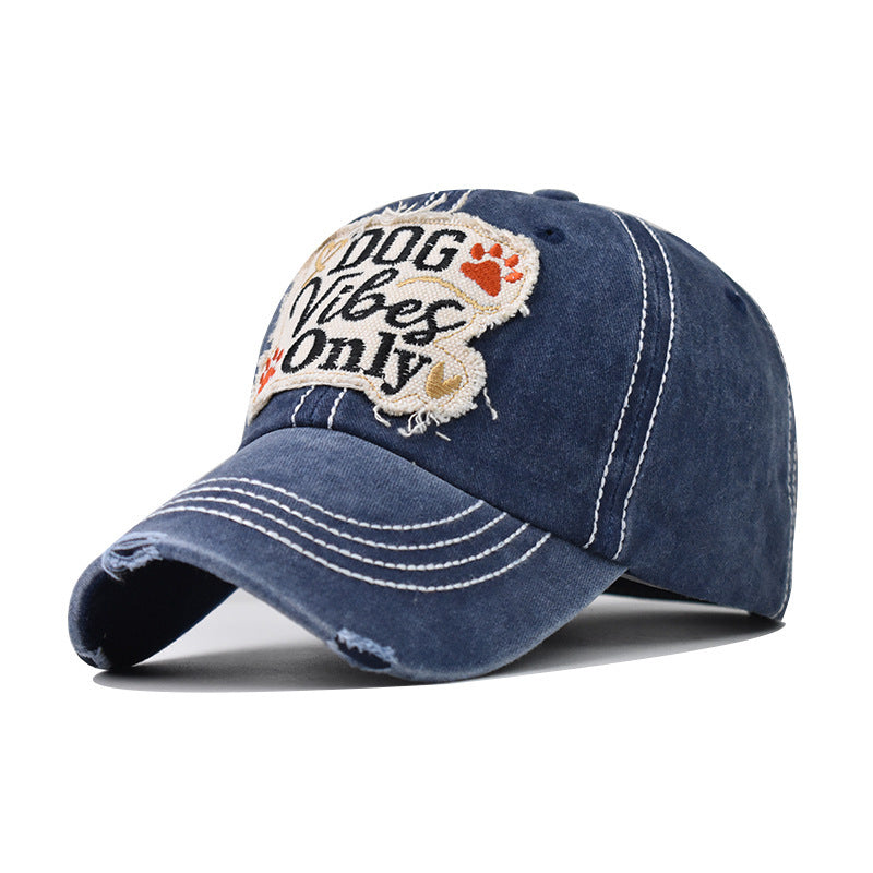 Gorra de béisbol de mezclilla bordada de perros al por mayor